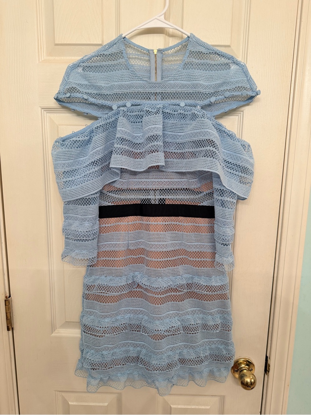 Self-Portrait Stripe Grid Lace Mini Dress